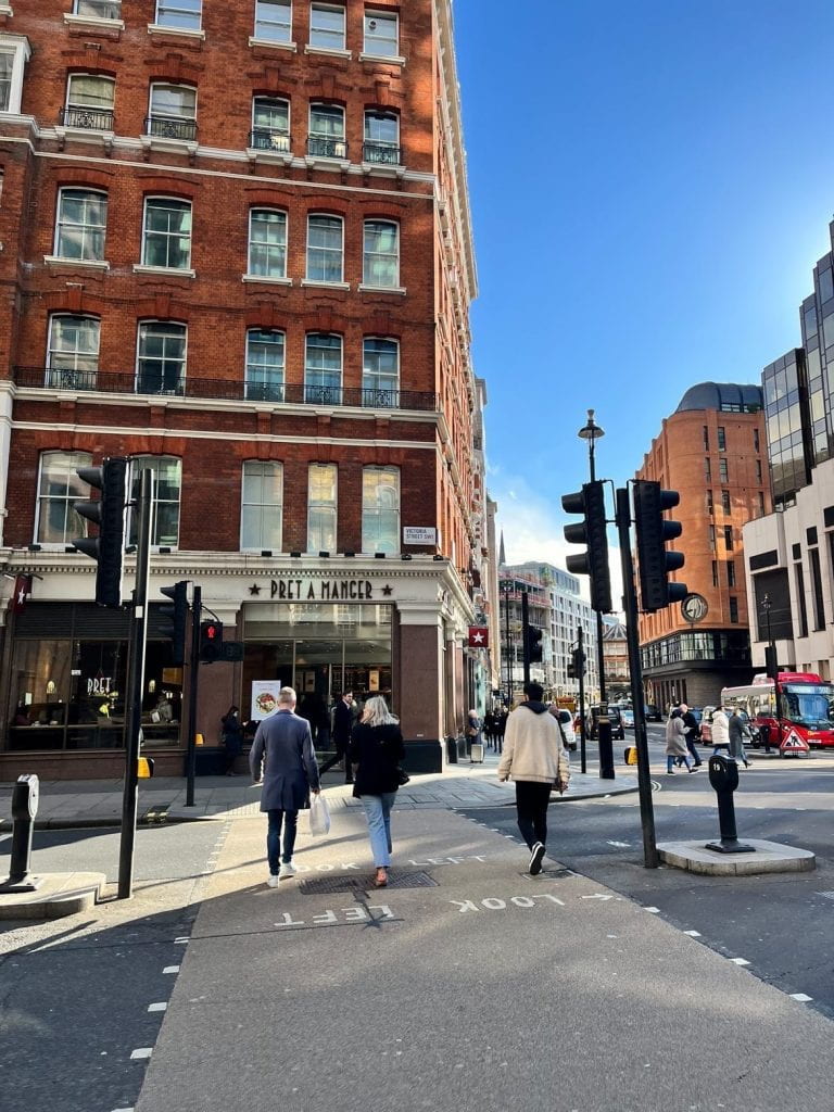 The crosswalk on Victoria Street