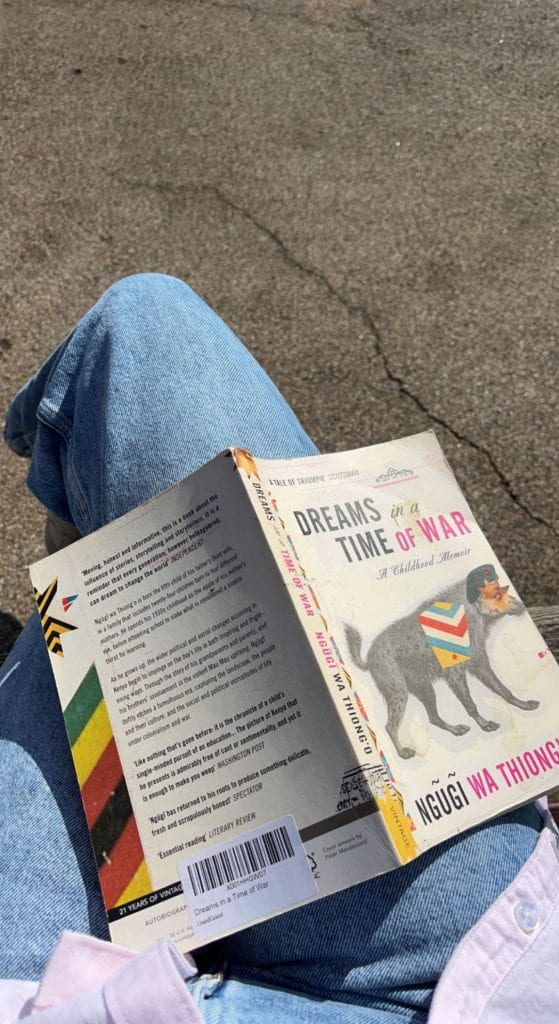 A book on the author's lap